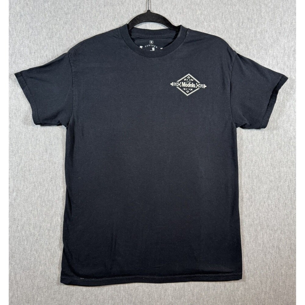 Modelo Cerveza Men's Black Graphic T-Shirt Short Sleeve Crew Neck Size M